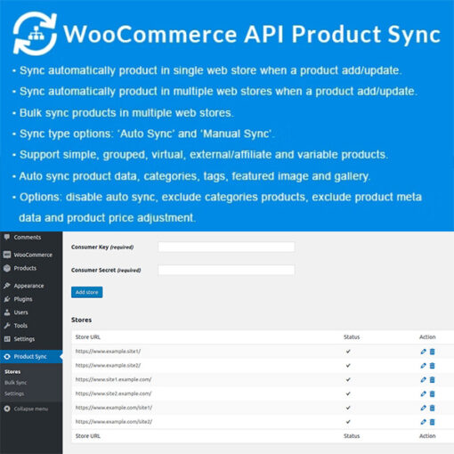 woocommerce api product sync with multiple web stores shops