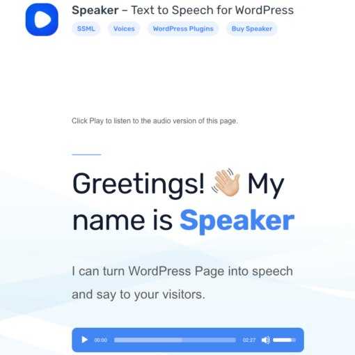 Speaker – Text to Speech for WordPress