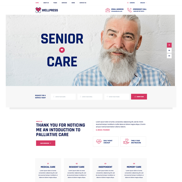 WellPress Senior Care WordPress Theme