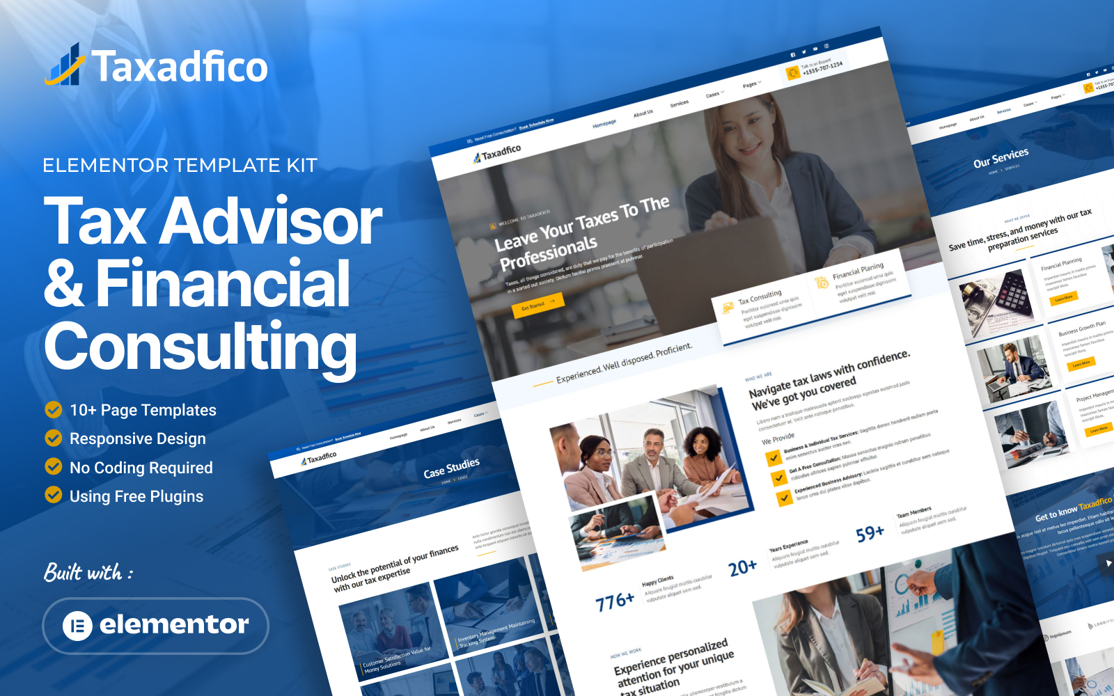 Taxadfico - Tax Advisor & Financial Consulting Elementor Template Kit 