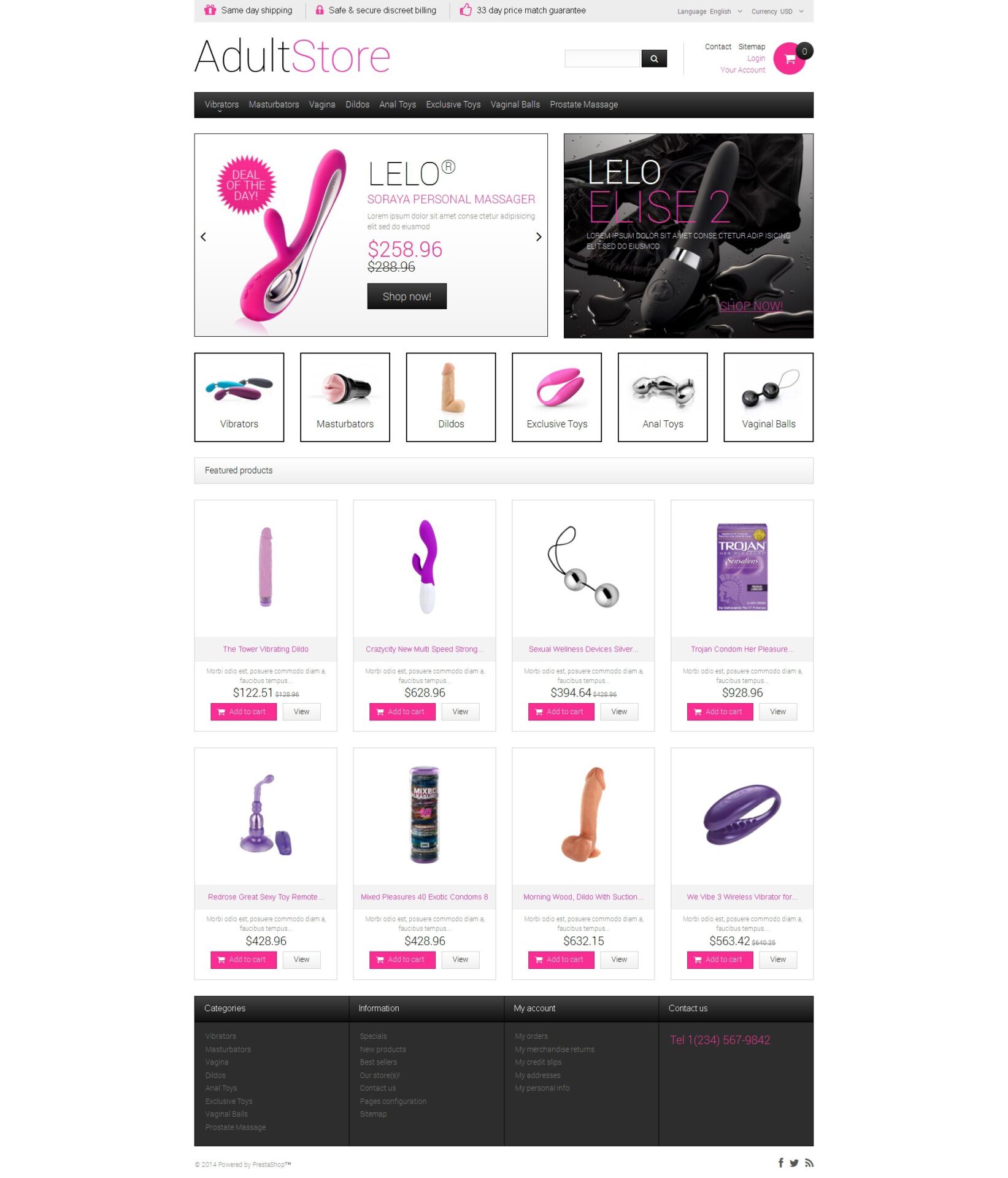 Sex Shop Offerings PrestaShop Theme