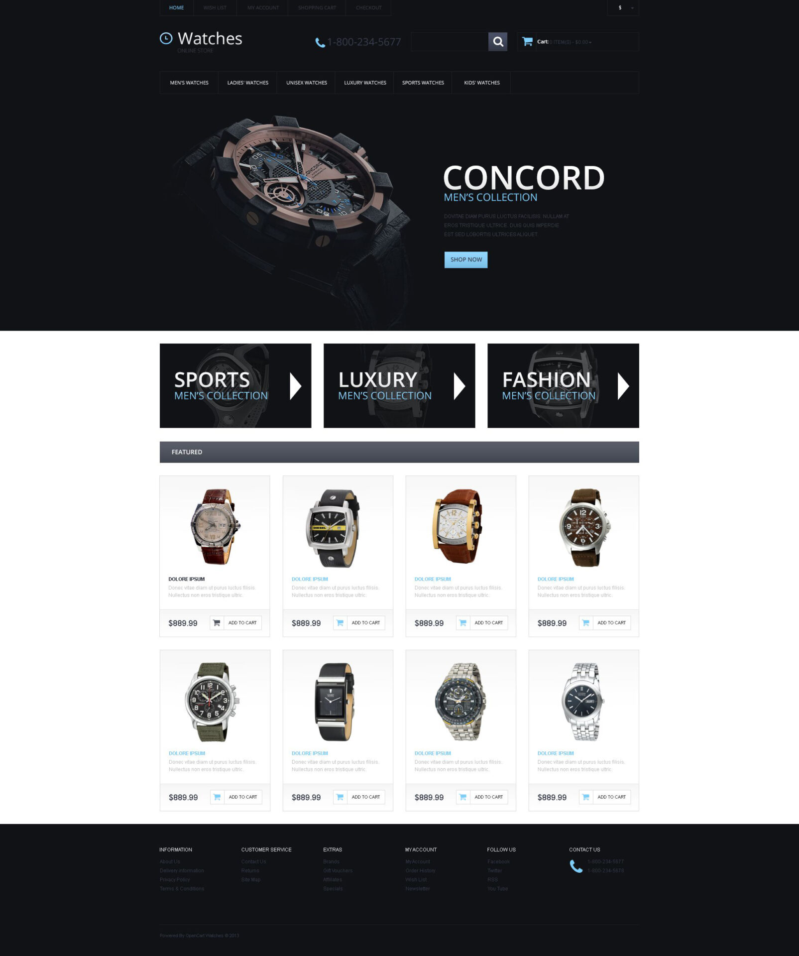 Watches Responsive OpenCart Template