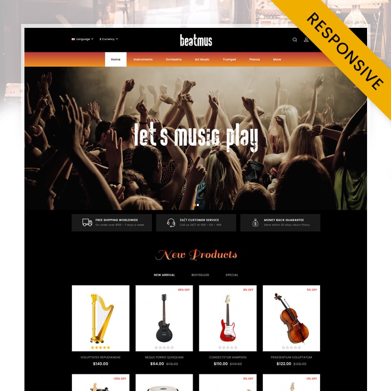 Beatmus - Musical Instrument Store OpenCart Responsive Template OpenCart Template