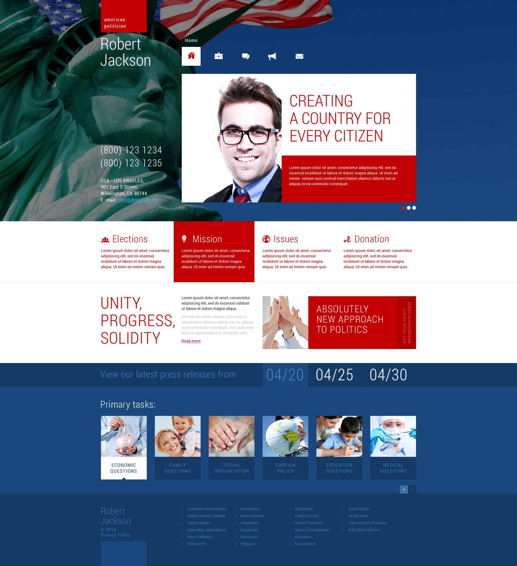 Political Candidate Responsive WordPress Theme
