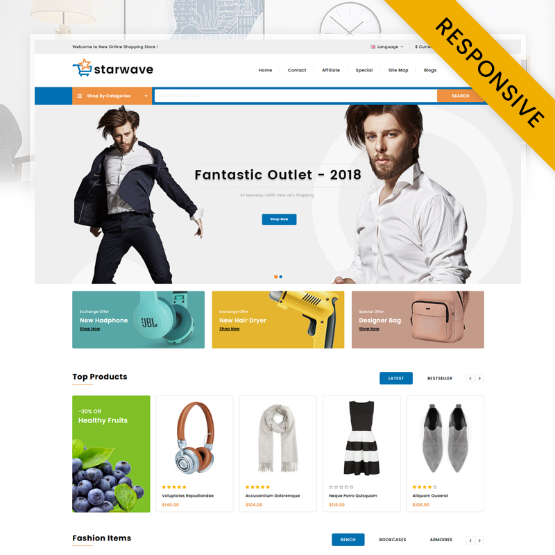 Starwave - Multipurpose Store OpenCart Responsive Template OpenCart Template