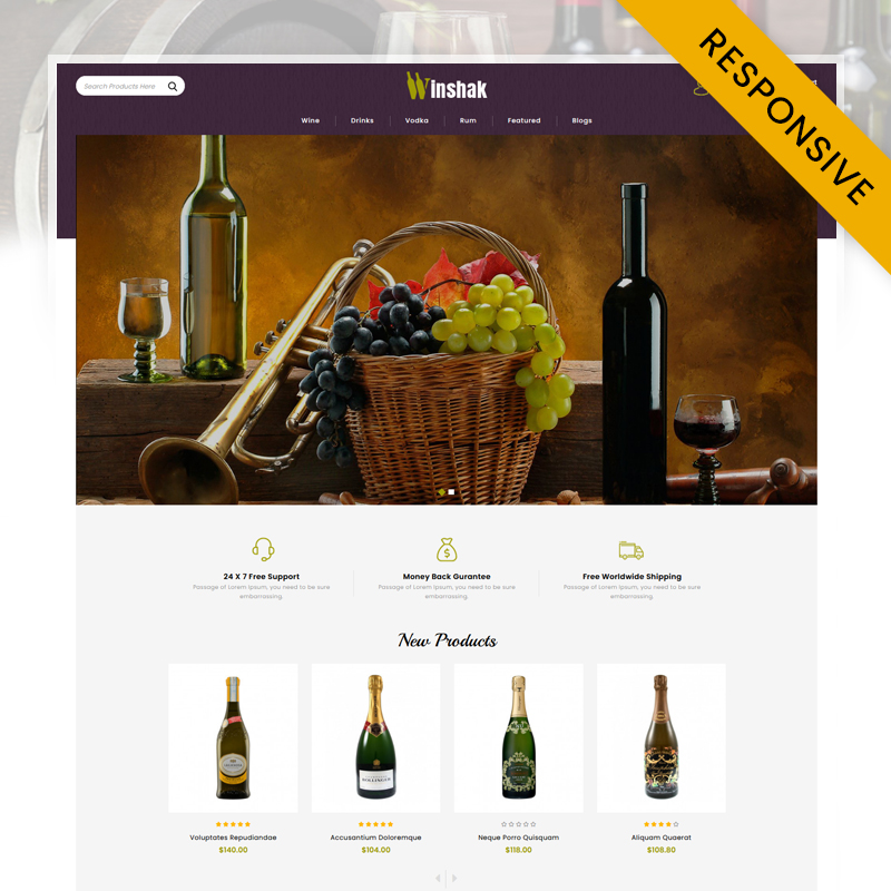 Winshak - Wine Store OpenCart Responsive Template OpenCart Template