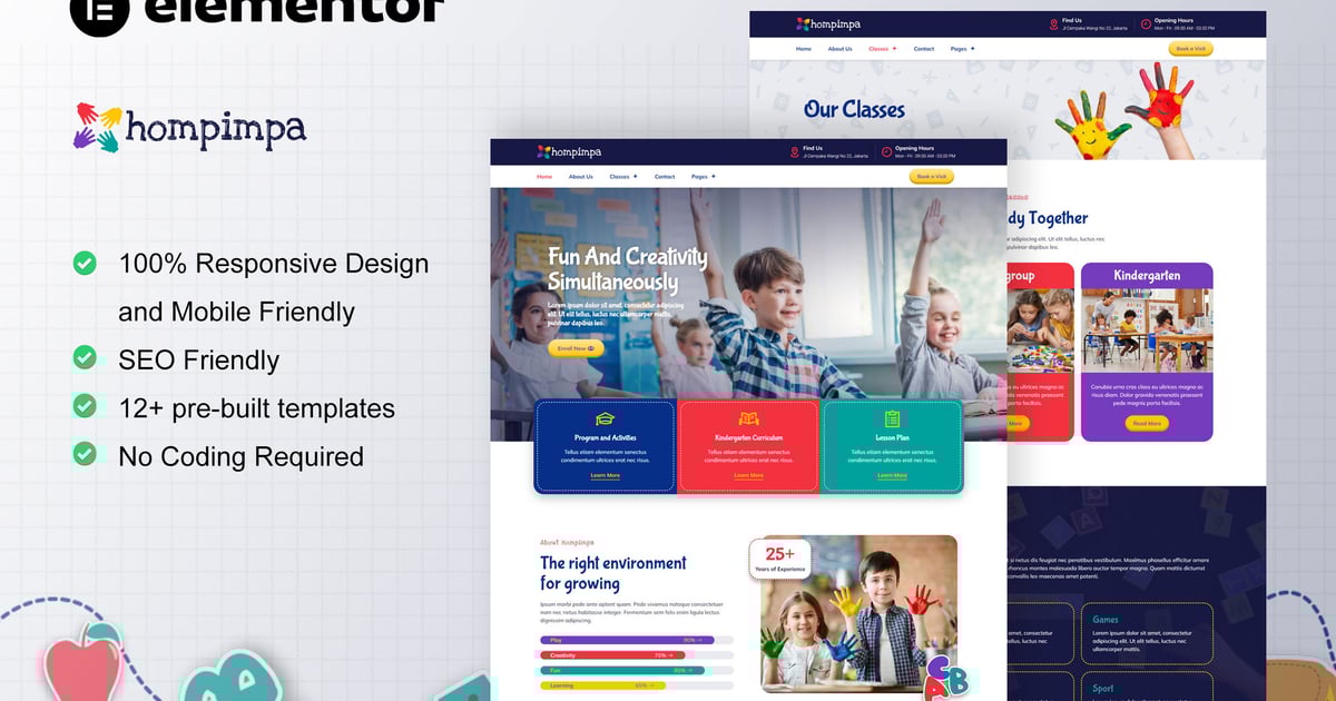 Hompimpa - Kindergarten & Child Care Elementor Template Kit