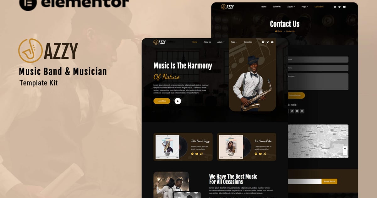 Jazzy - Music Band & Musician Elementor Template Kit