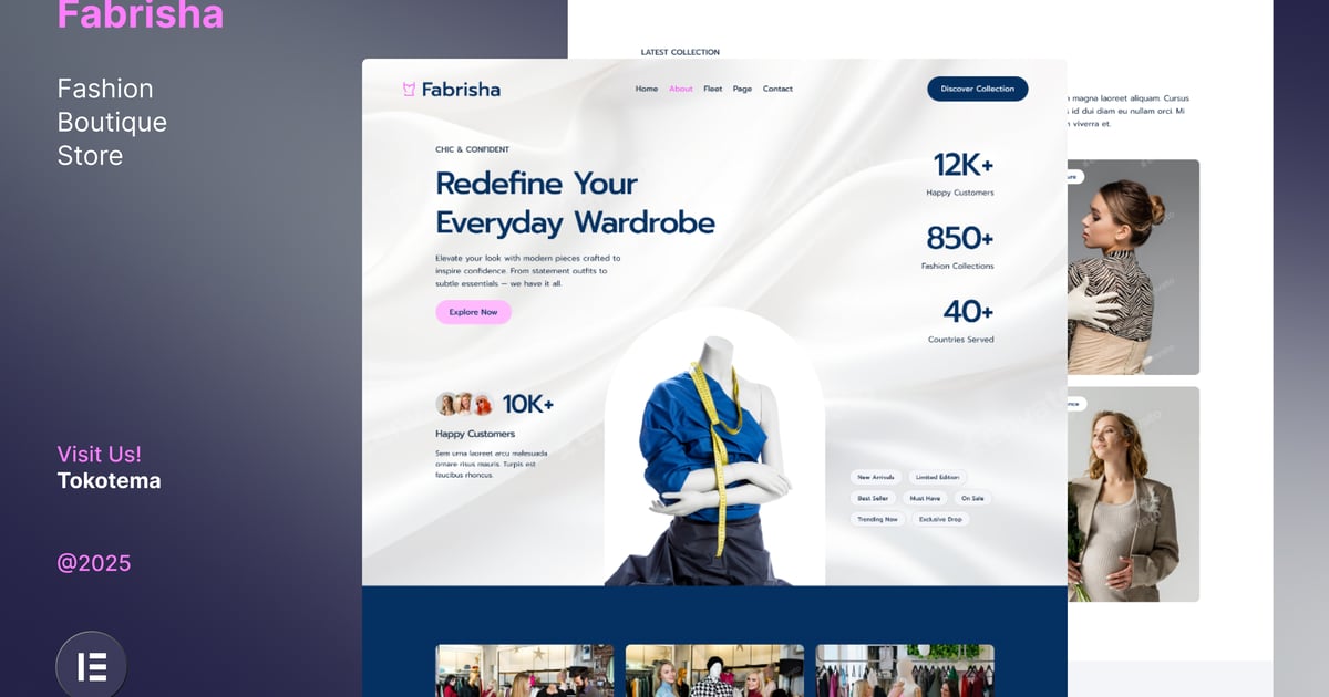 Fabrisha - Fashion Boutique Store Website Elementor Template Kit