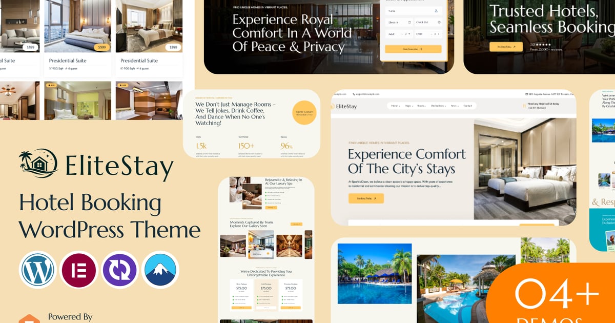 EliteStay - Hotel Booking WordPress Theme