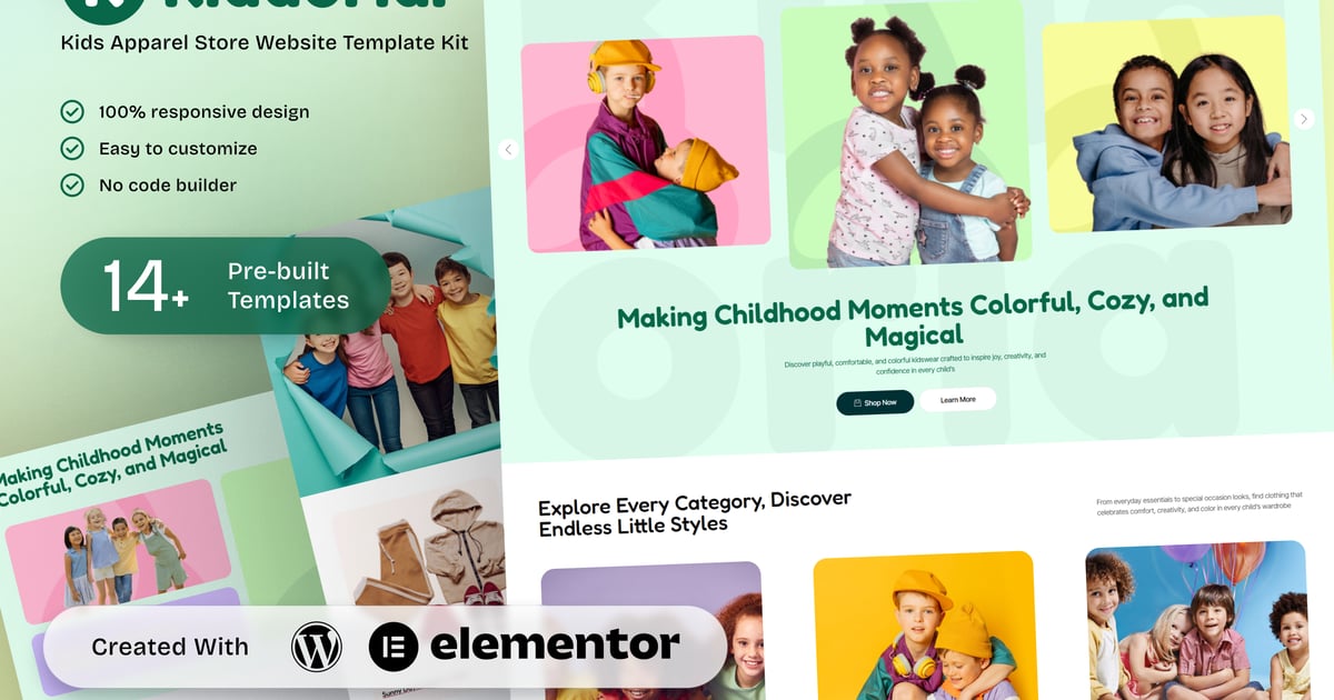 Kiddoria - Kids Apparel Store Elementor Template Kit