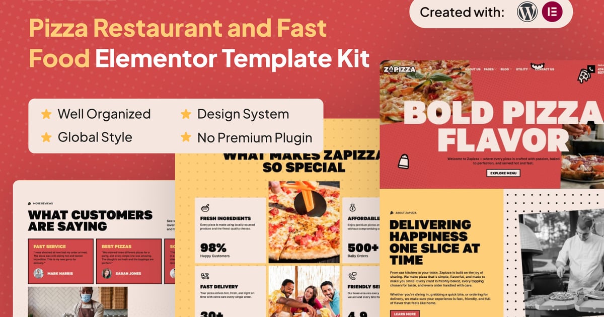 Zapizza - Pizza Restaurant and Fast Food Elementor Template Kit
