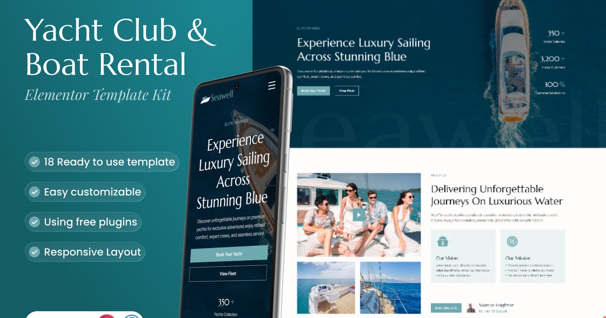 Seawell - Yacht Club & Boat Rental Elementor Template Kit