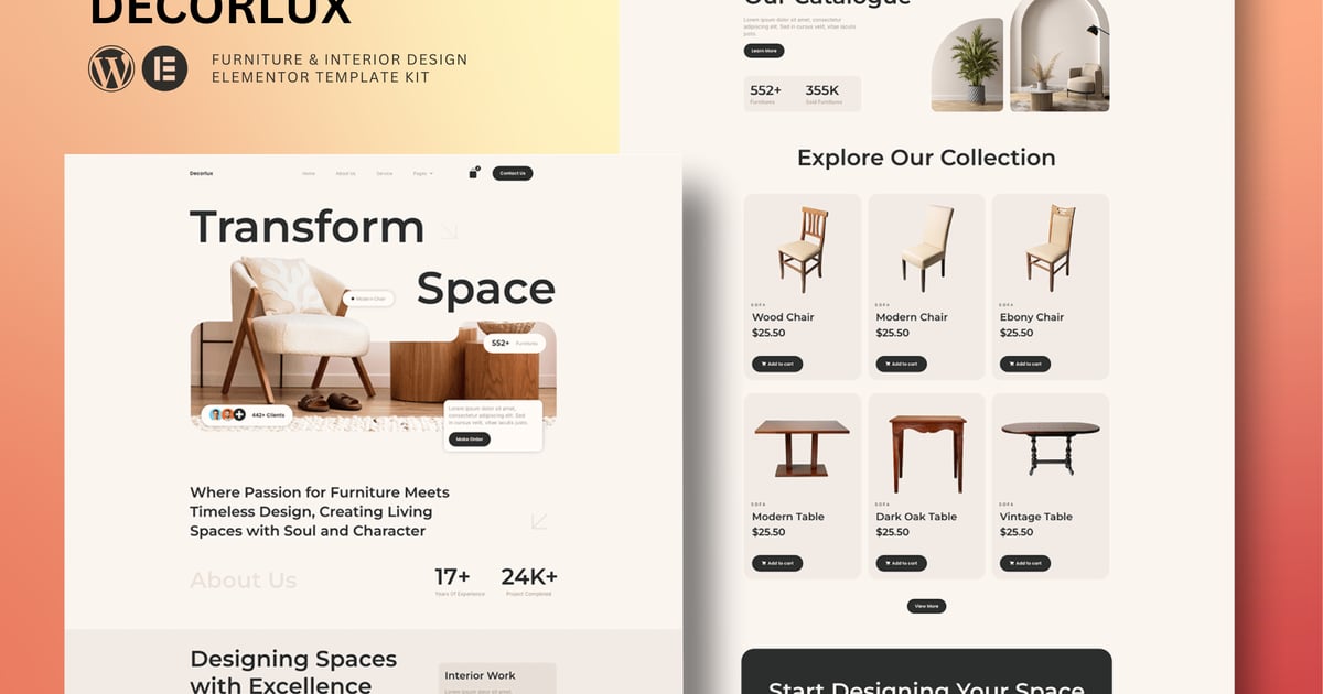 Decorlux - Interior Design Elementor Template Kit