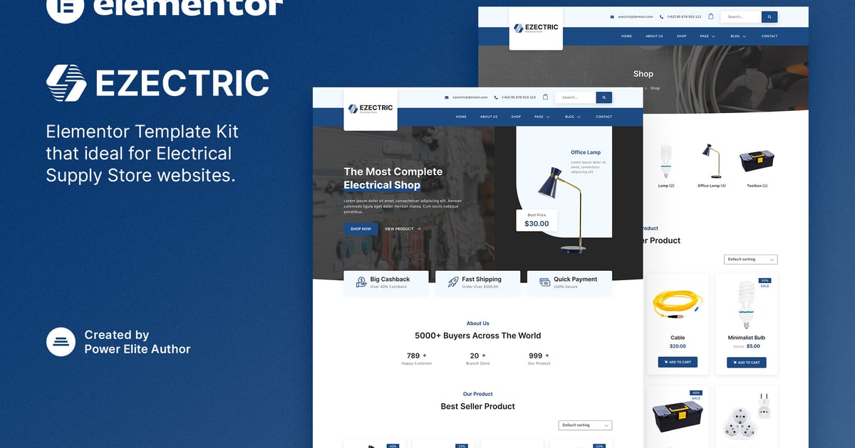 Ezectric – Electrical Supply Store Elementor Template Kit
