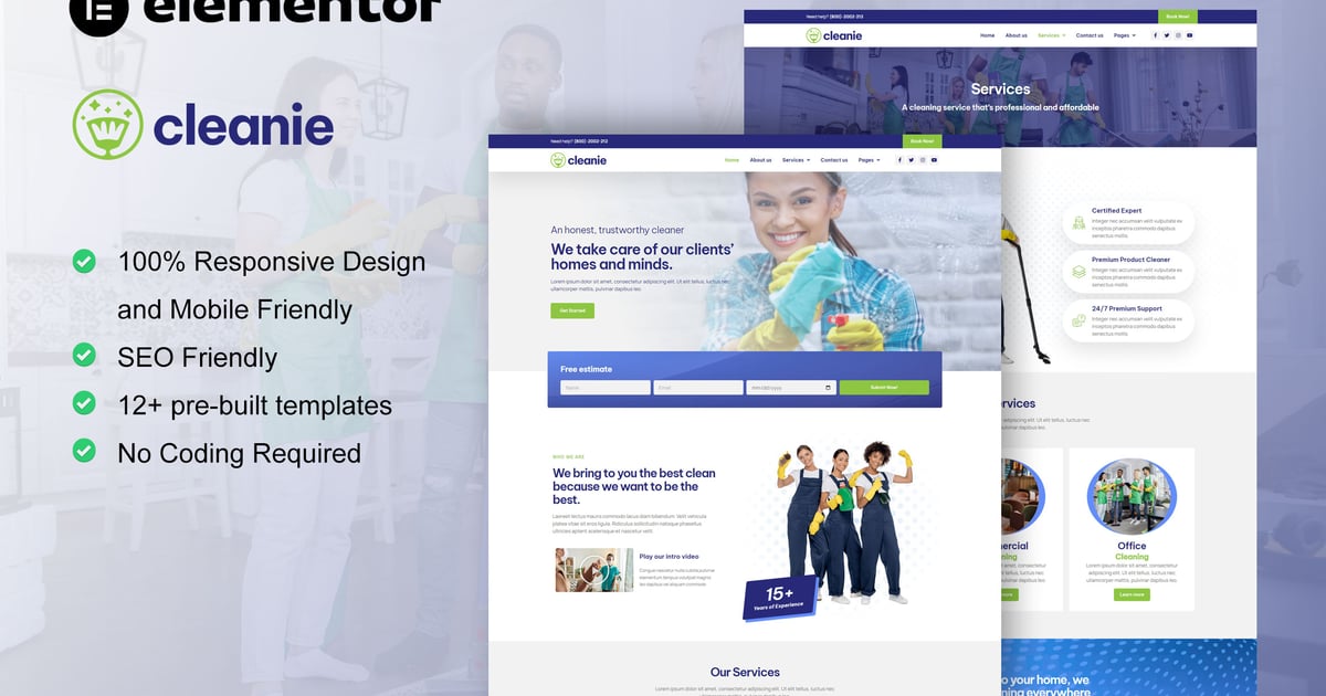 Cleanie - Cleaning Service Company Elementor Template Kit