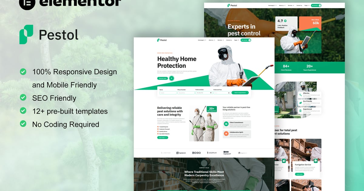 Pestol - Pest Control Service Elementor Pro Template Kit