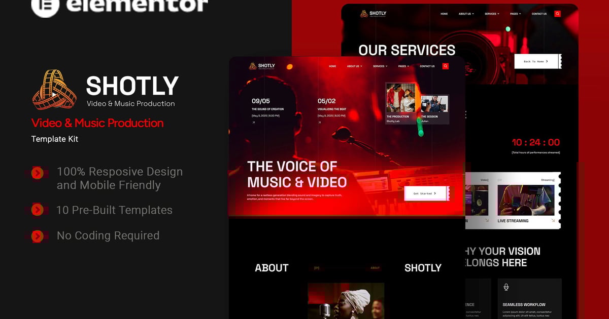 Shotly - Video & Music Production Elementor Template Kit