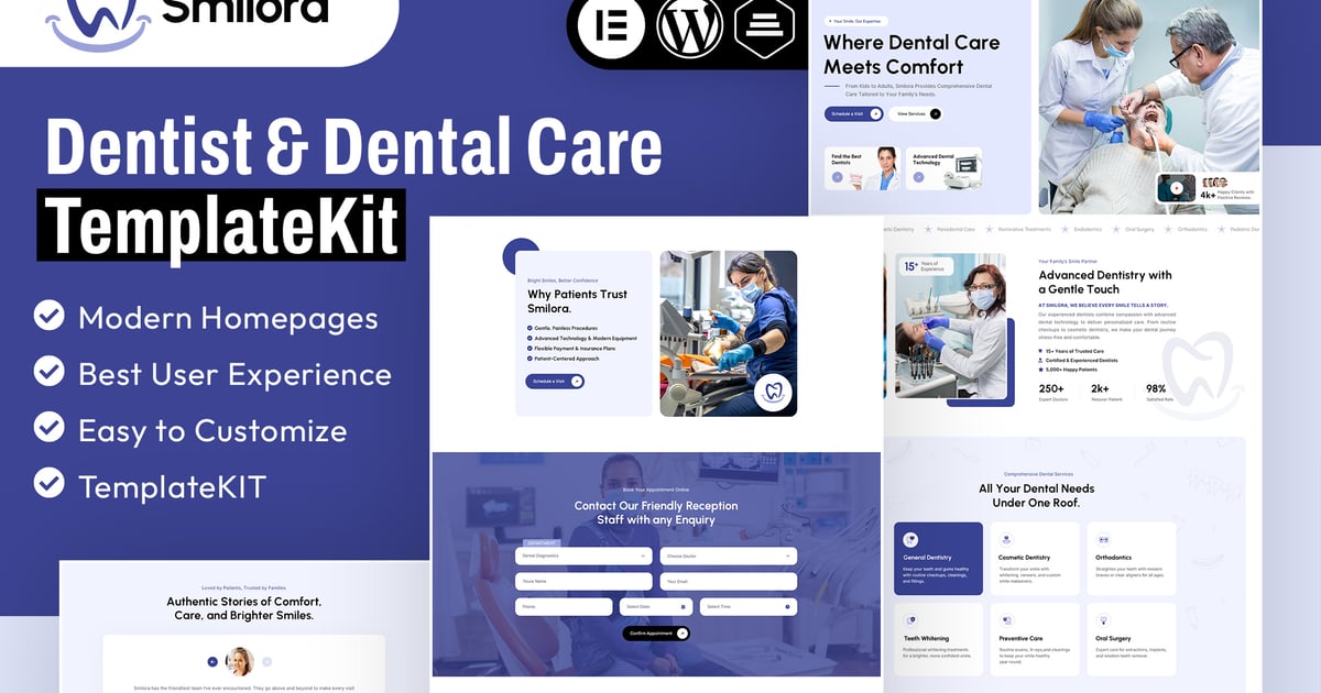 Smilora - Dentist & Dental Care Elementor Template Kit