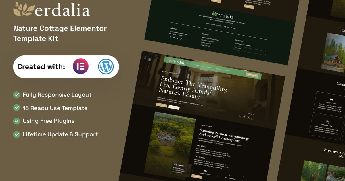 Verdalia - Nature Cottage Elementor Template Kit