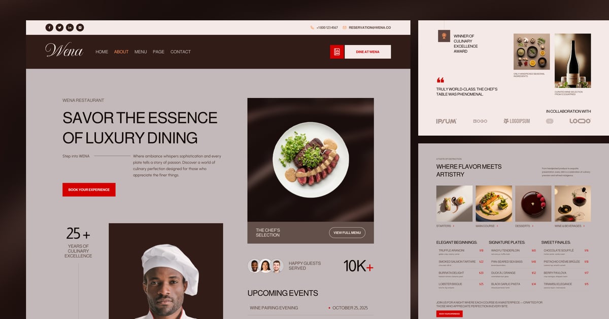 Wena - Luxury Restaurant Elementor Template Kit