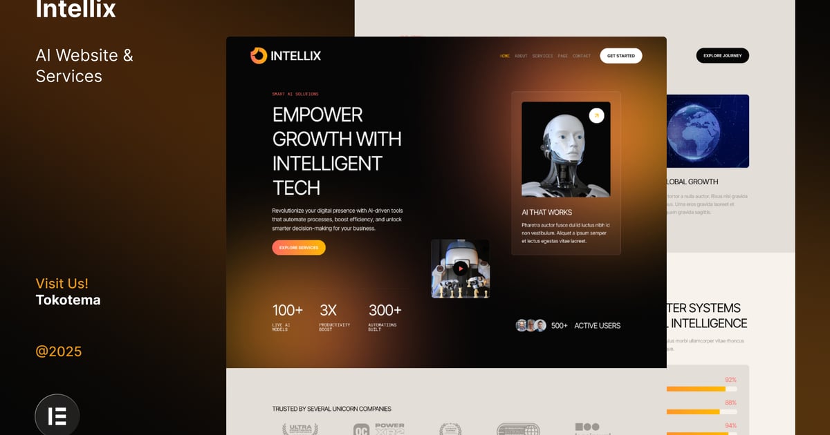 Intellix - AI Website & Services Elementor Template Kits