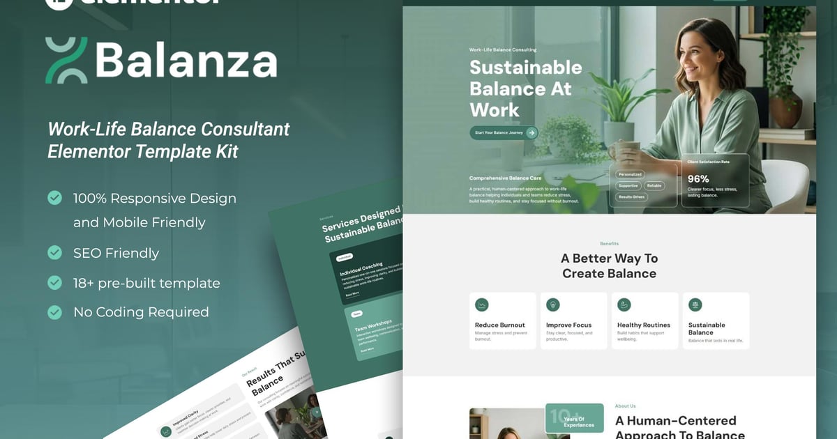 Balanza – Work-Life Balance Consultant Elementor Template Kit