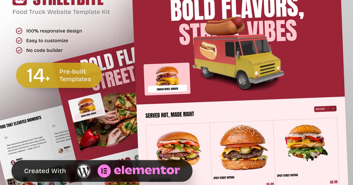 StreetBite - Food Truck & Street Food Elementor Template Kit