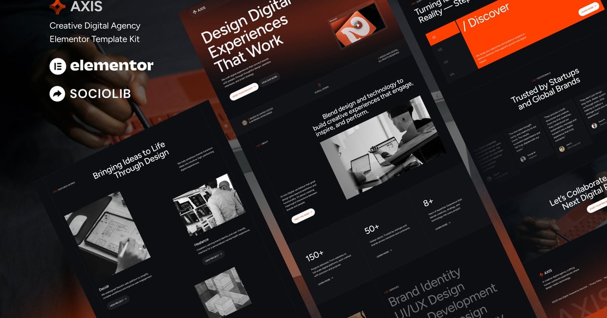 Axis - Creative Digital Agency & Portfolio Elementor Template Kit