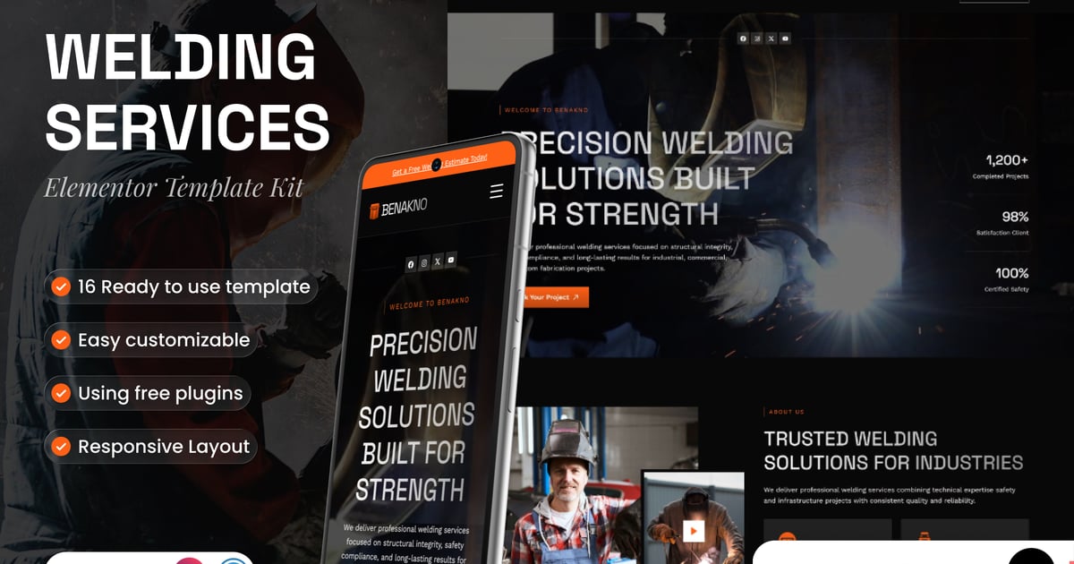 Benakno - Welding Services Elementor Template Kit