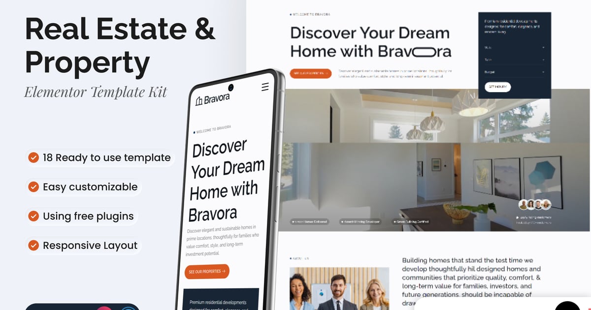 Bravora - Real Estate & Property Elementor Template Kit