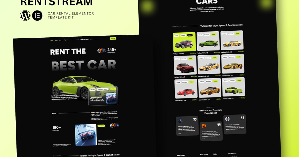 RentStream - Car Rental Elementor Template Kit
