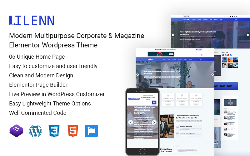 Lilenn - Modern Multipurpose Corporate & Magazine Elementor Wordpress Theme WordPress Theme