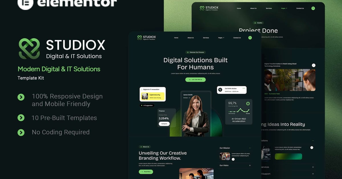 Studiox - Modern Digital & IT Solution Elementor Template Kit