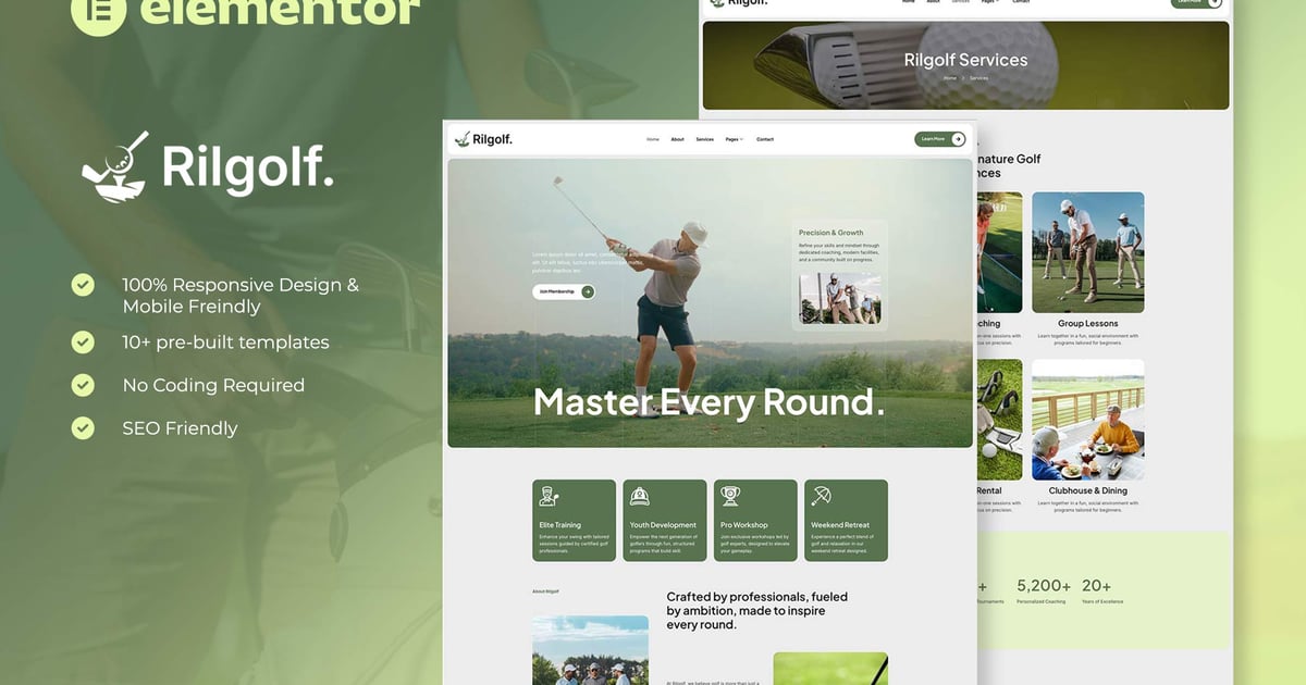 Rilgolf - Golf Club & Course Elementor Template Kit
