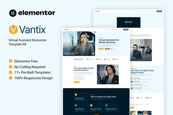 Vantix - Virtual Assistant Elementor Template Kit